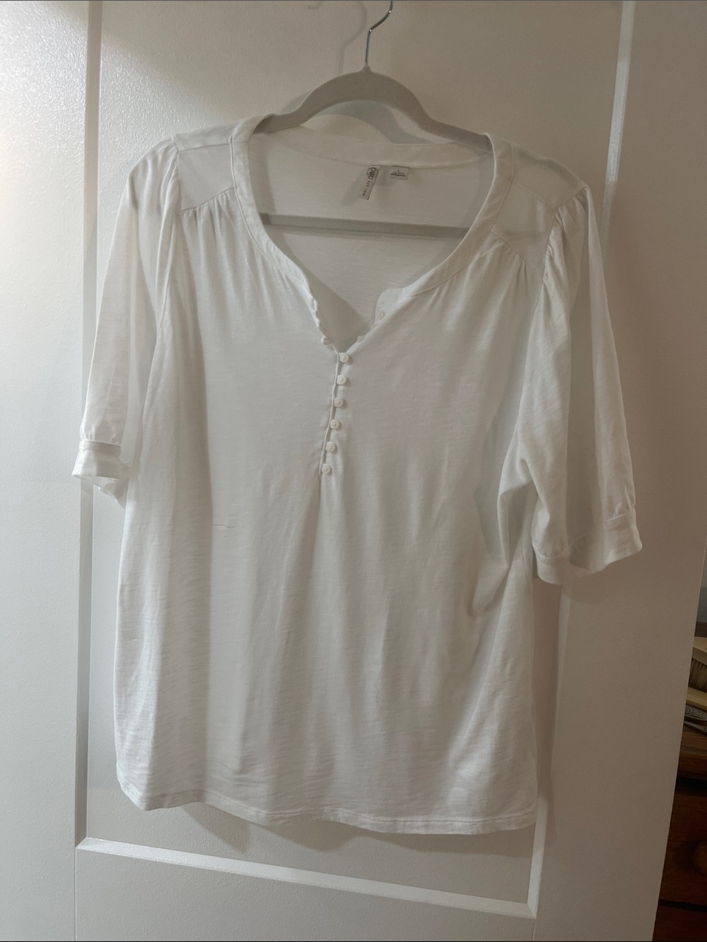 LAST CHANCE! Cato White Button-Accent V-Neck Blouse
